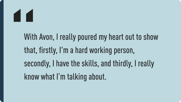 A quote from Emily about her career change journey