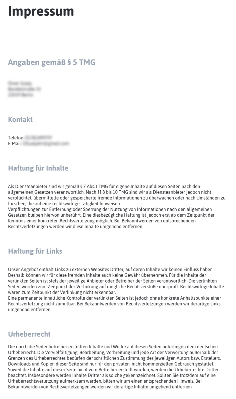 omer screenshot impressum blurred