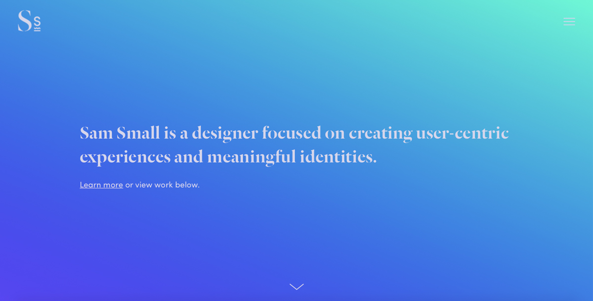 Blue gradient UI design portfolio homepage