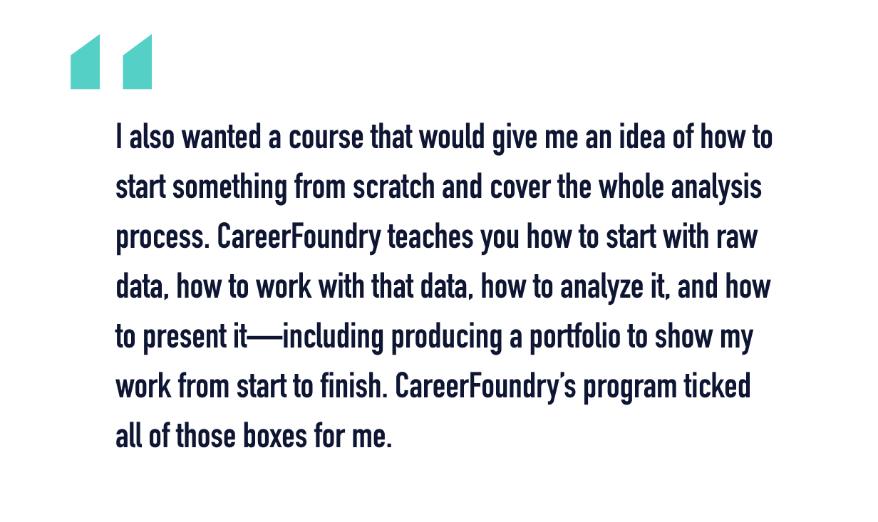 A quote from Azadeh about her career change journey