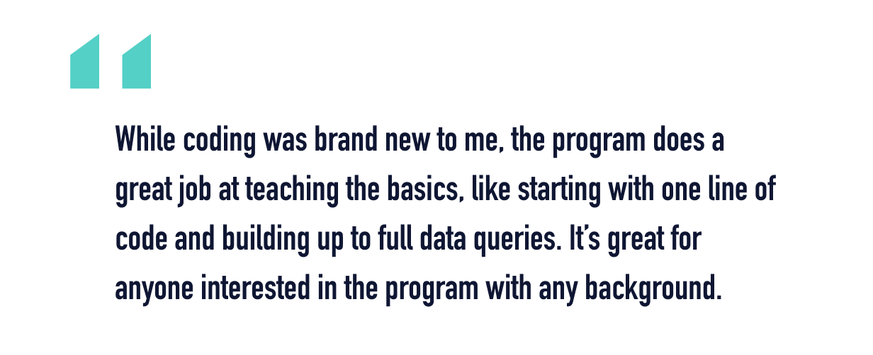 A quote from Cheryl about her career change journey