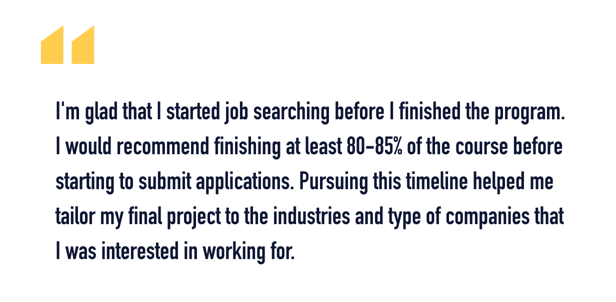 A quote from Cheryl about her career change journey