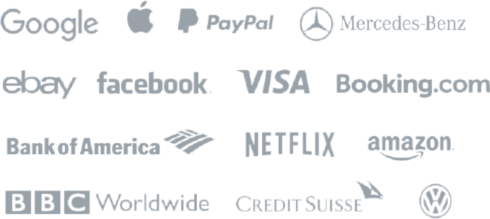 Google, Apple, Paypal, Ebay, Facebook etc