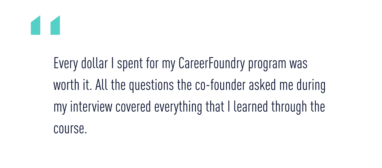 A quote from Alice about her career change journey